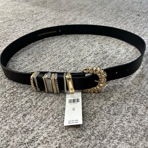 Anthropologie Black Belt with Silver & Gold size M